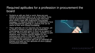 required aptitudes for a profession in procurement the board