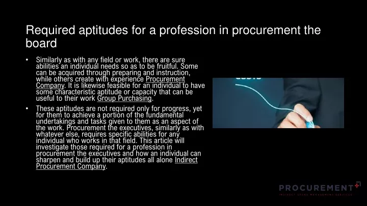 required aptitudes for a profession in procurement the board