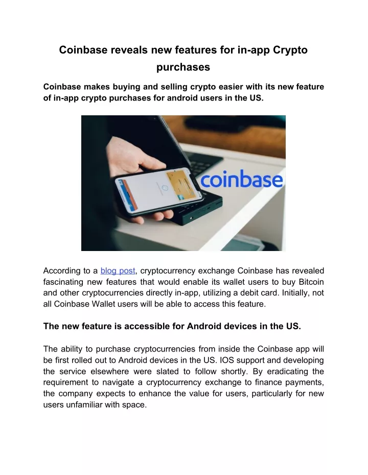 coinbase reveals new features for in app crypto