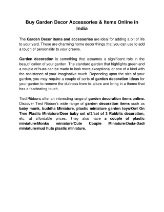 BUY GARDEN DECOR ACCESSORIES & ITEMS ONLINE IN INDIA