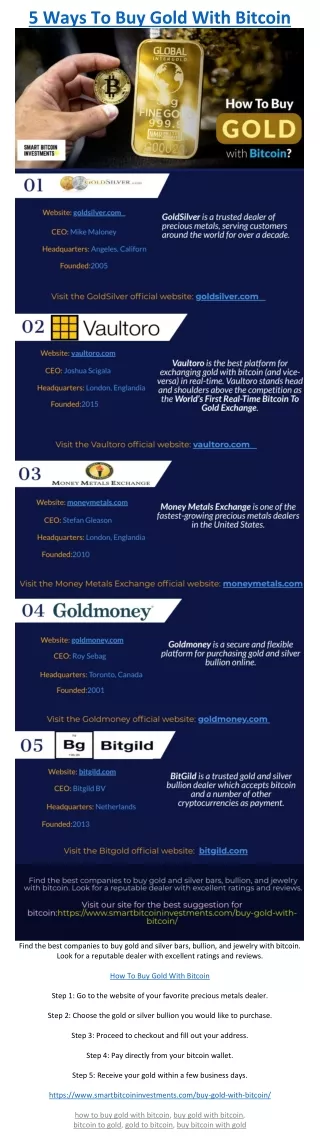 5 ways to buy gold with bitcoin