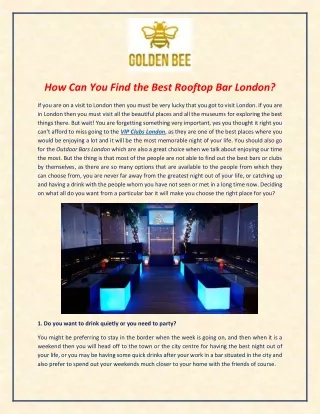 How Can You Find the Best Vip Clubs London