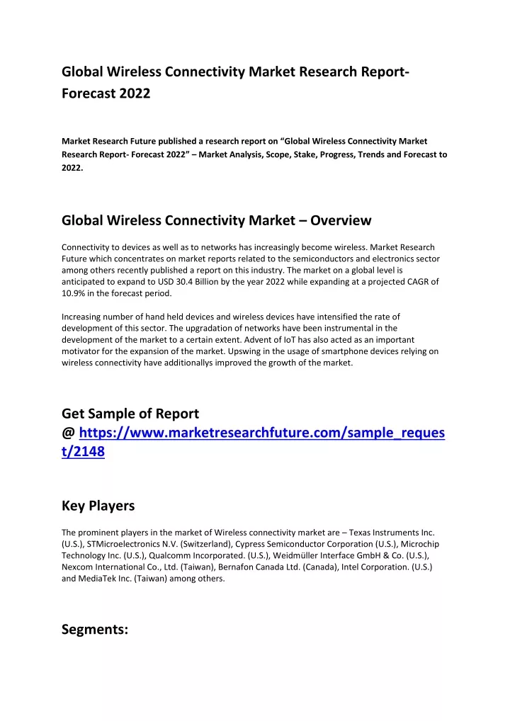 global wireless connectivity market research