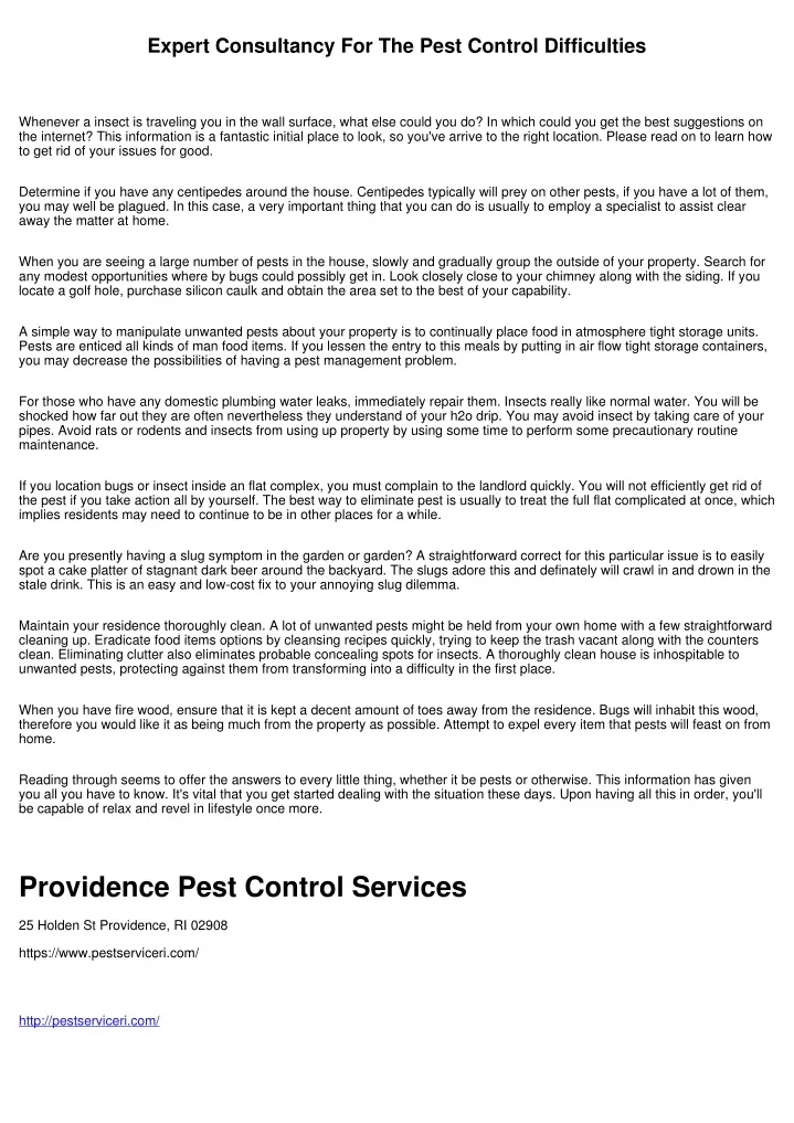expert consultancy for the pest control