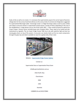 Supermarket Fridge Freezer Sydney | Supermarketstore.com.au