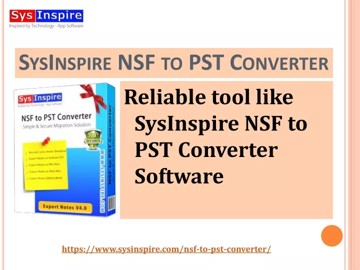 sysinspire nsf to pst converter