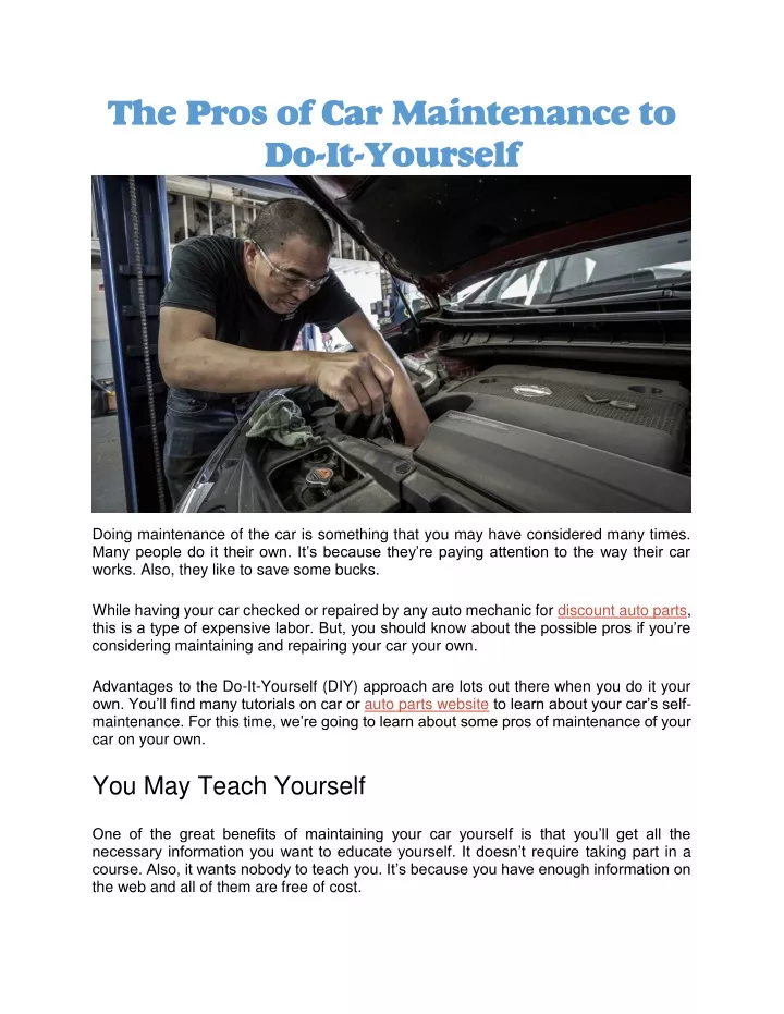 the pros of car maintenance to do it yourself