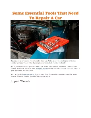 some essential tools that need to repair a car
