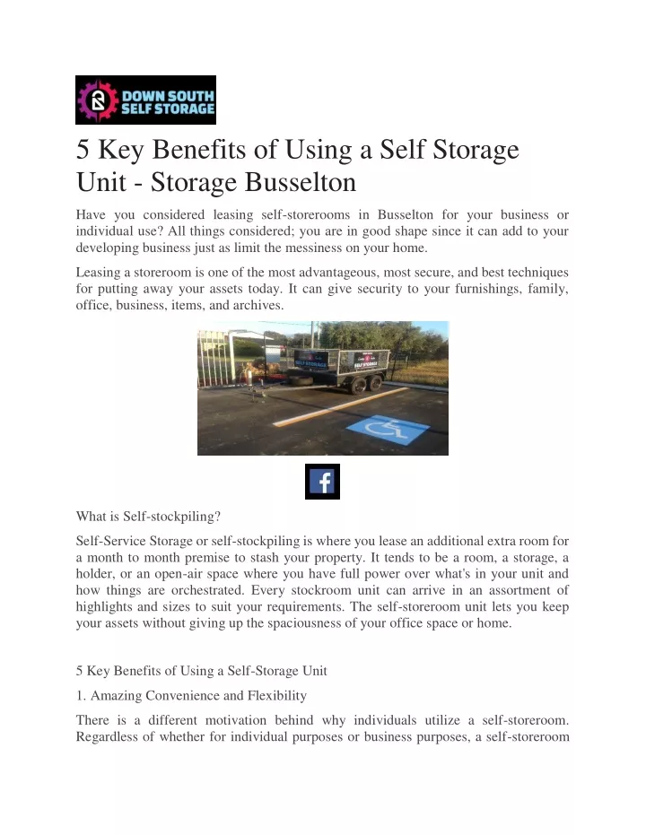 5 key benefits of using a self storage unit