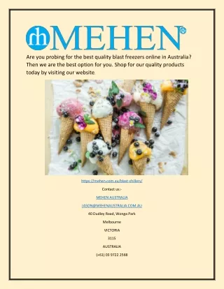 Blast chillers | Mehen.com.au