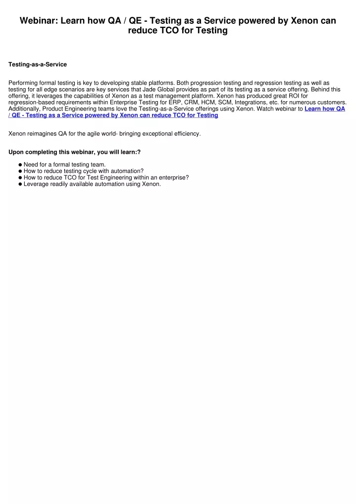 webinar learn how qa qe testing as a service