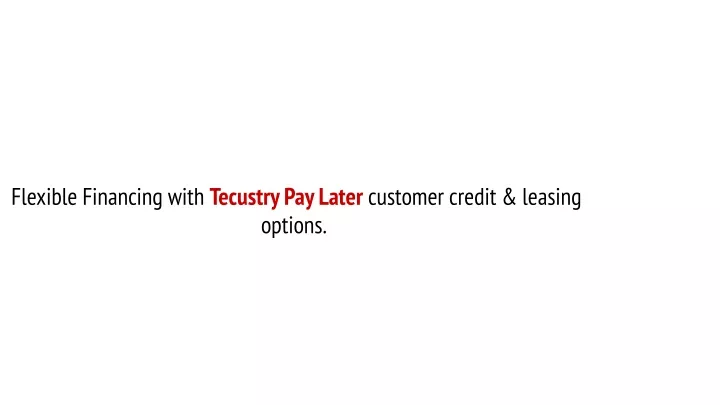 flexible financing with tecustry pay later