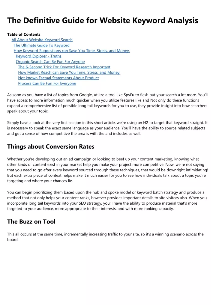 the definitive guide for website keyword analysis
