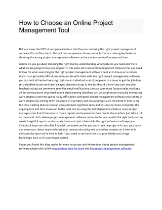 How to Choose an Online Project Management Tool