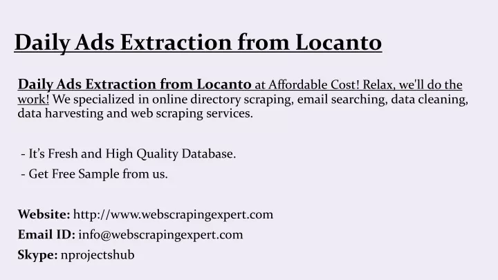 daily ads extraction from locanto