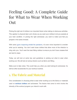 feeling good a complete guide for what to wear