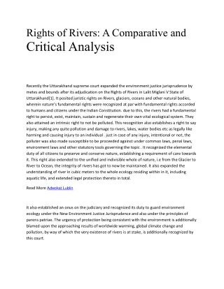 rights of rivers a comparative and critical