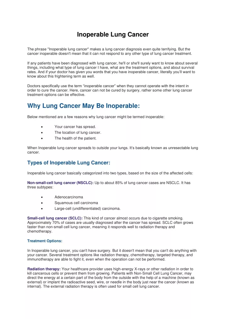 inoperable lung cancer
