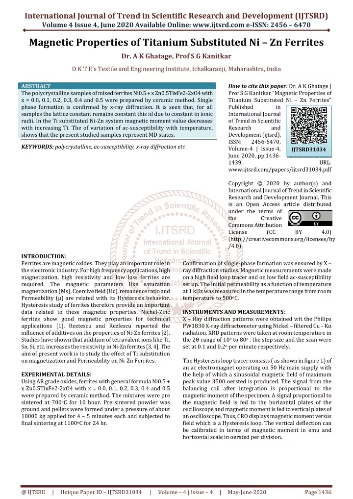 international journal of trend in scientific