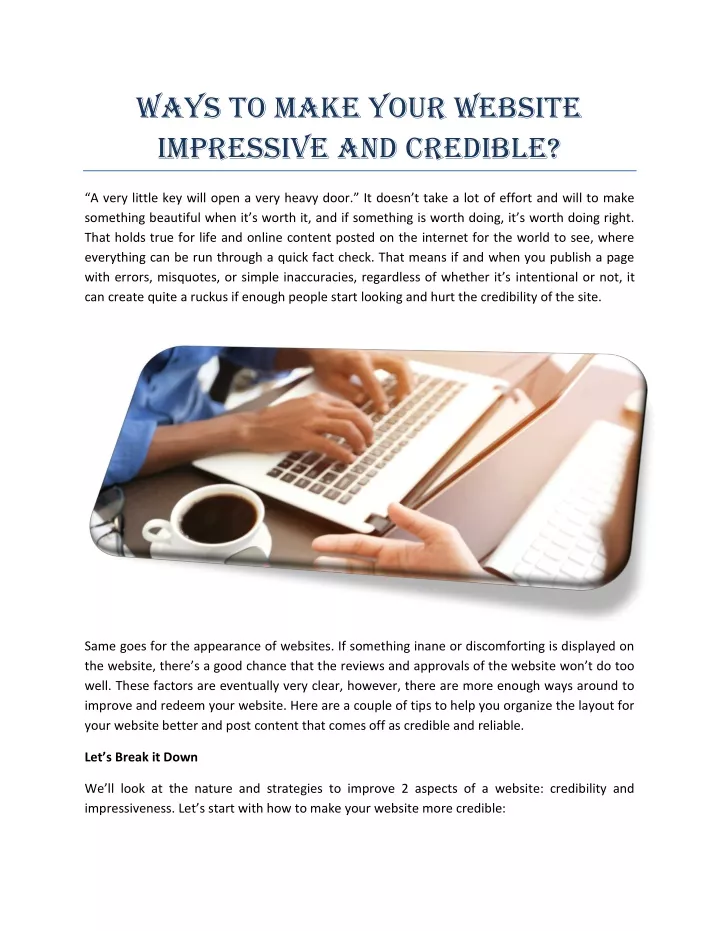 ways to make your website impressive and credible