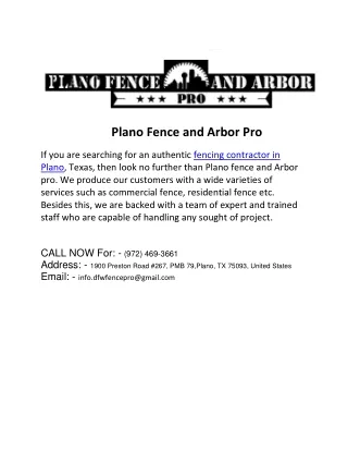 Fence Company in Plano - PlanoFenceandArborPro