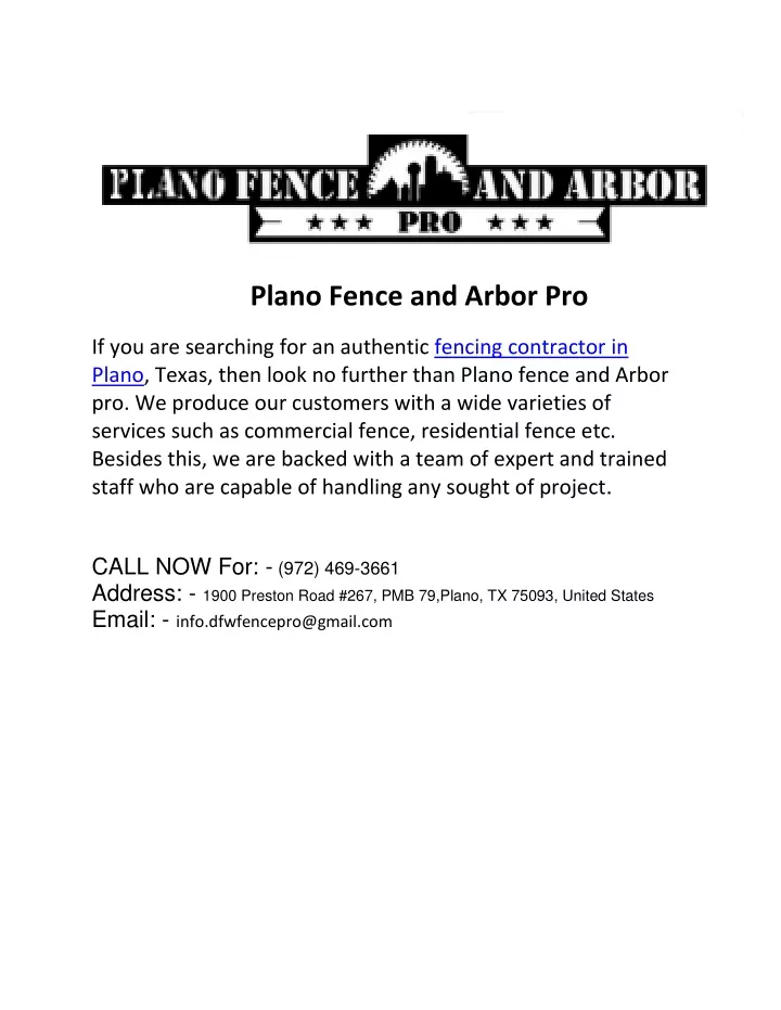 plano fence and arbor pro