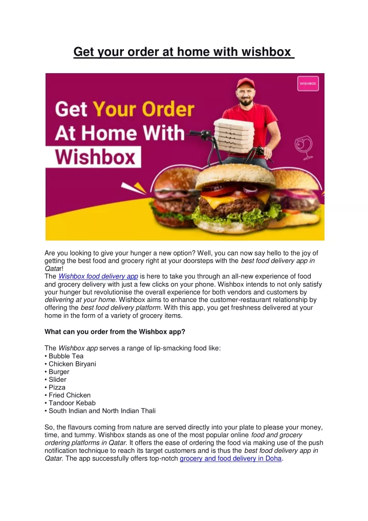 get your order at home with wishbox