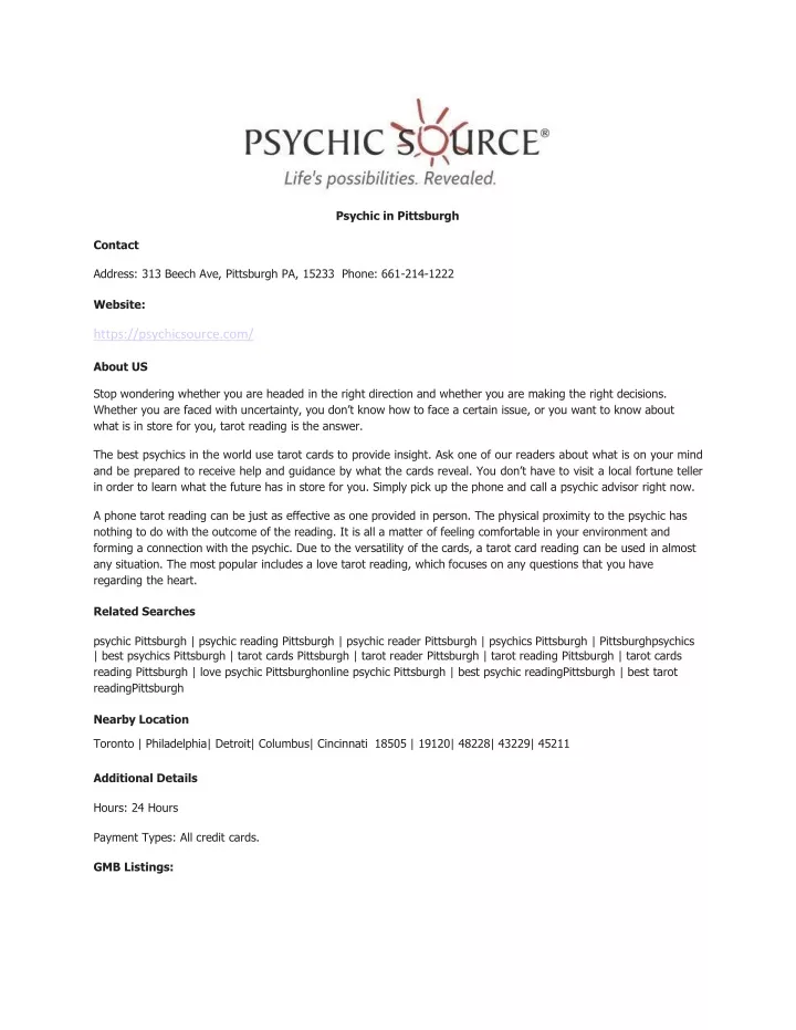 psychic in pittsburgh