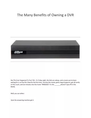 the many benefits of owning a dvr