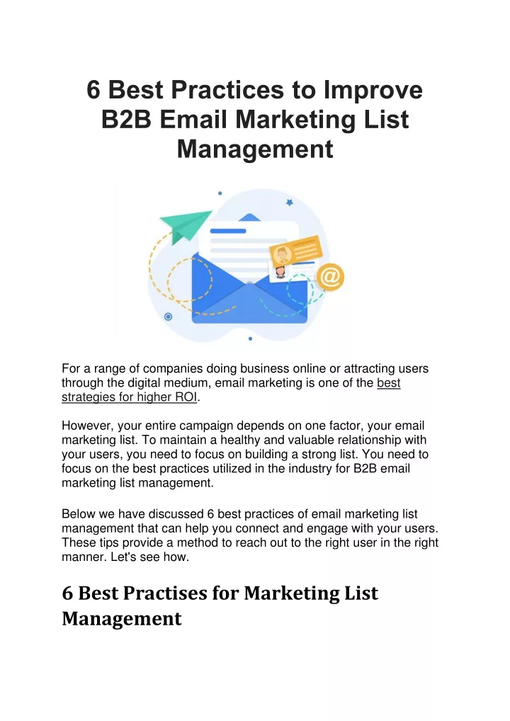 6 best practices to improve b2b email marketing