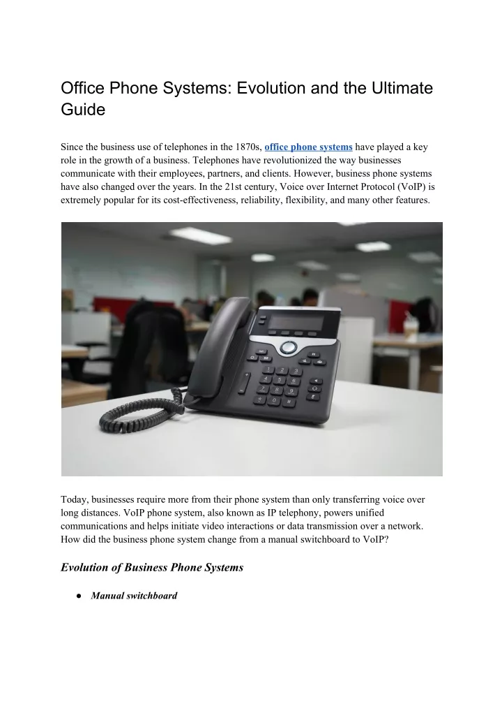 office phone systems evolution and the ultimate