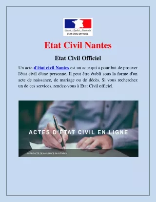 Etat Civil Nantes | Etat Civil Officiel