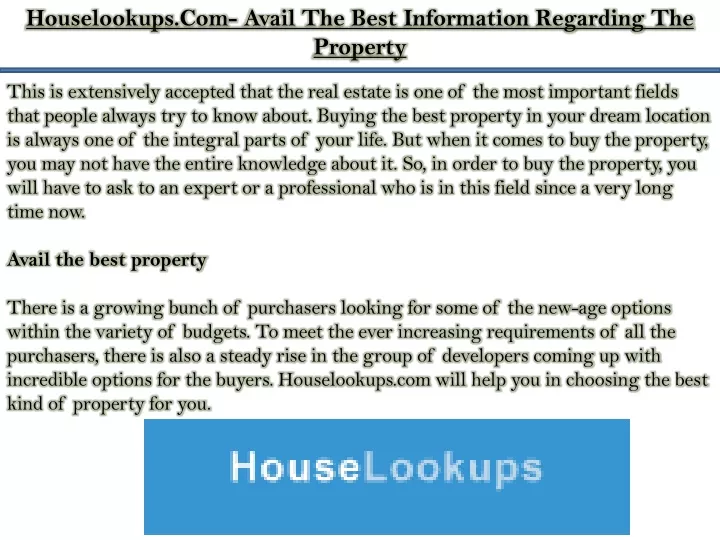 houselookups com avail the best information