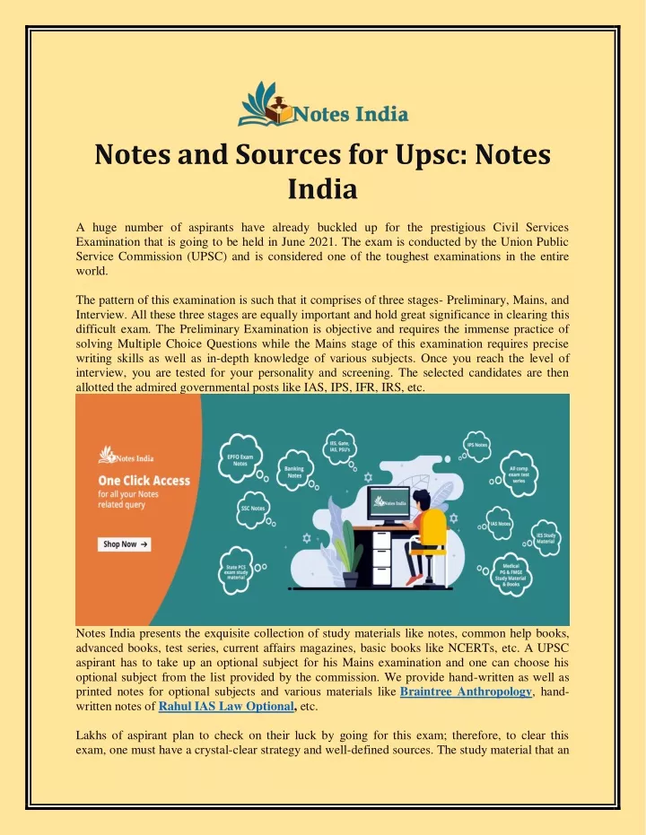 notes and sources for upsc notes india