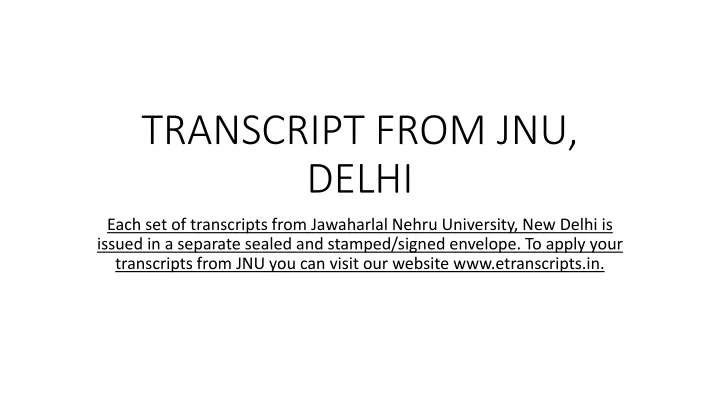 transcript from jnu delhi