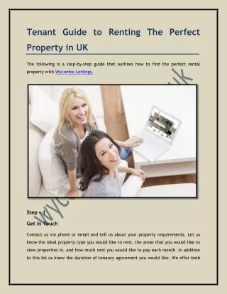 Tenant Guide to Renting the Perfect Property in UK