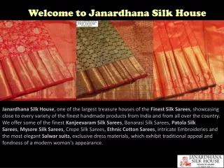 Best Place to Buy Kanjeevaram Sarees | Best Place to Buy Kanjeevaram Sarees in Bangalore - Janardhana Silk House