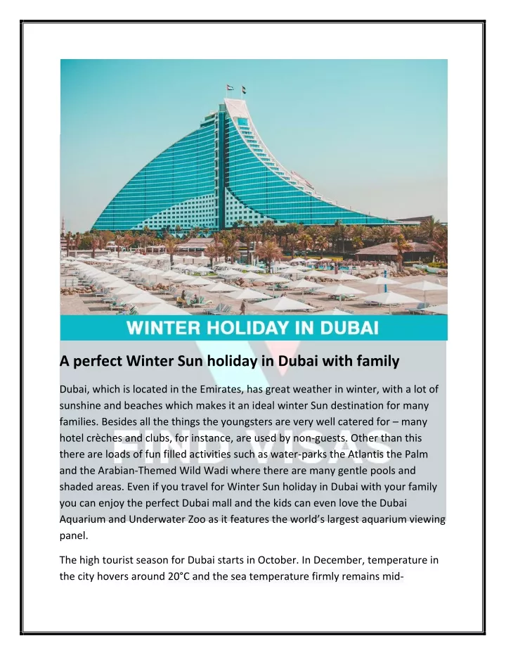 a perfect winter sun holiday in dubai with family