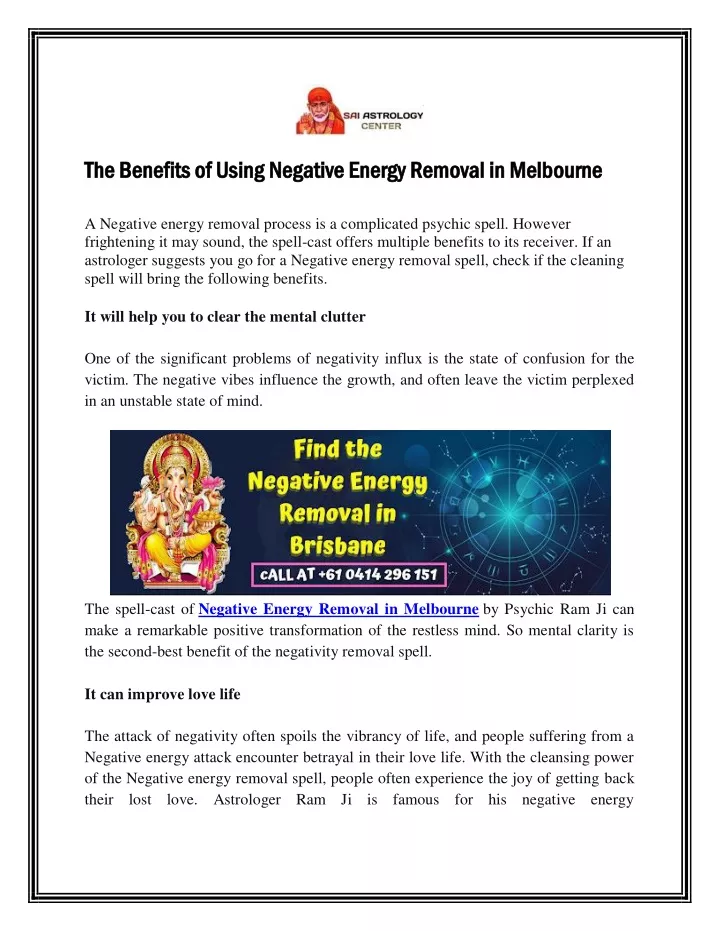 the benefits of using negative energy removal