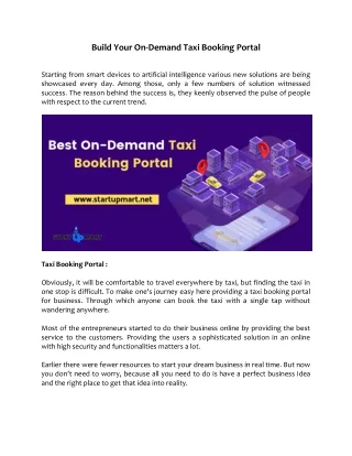 build your on demand taxi booking portal