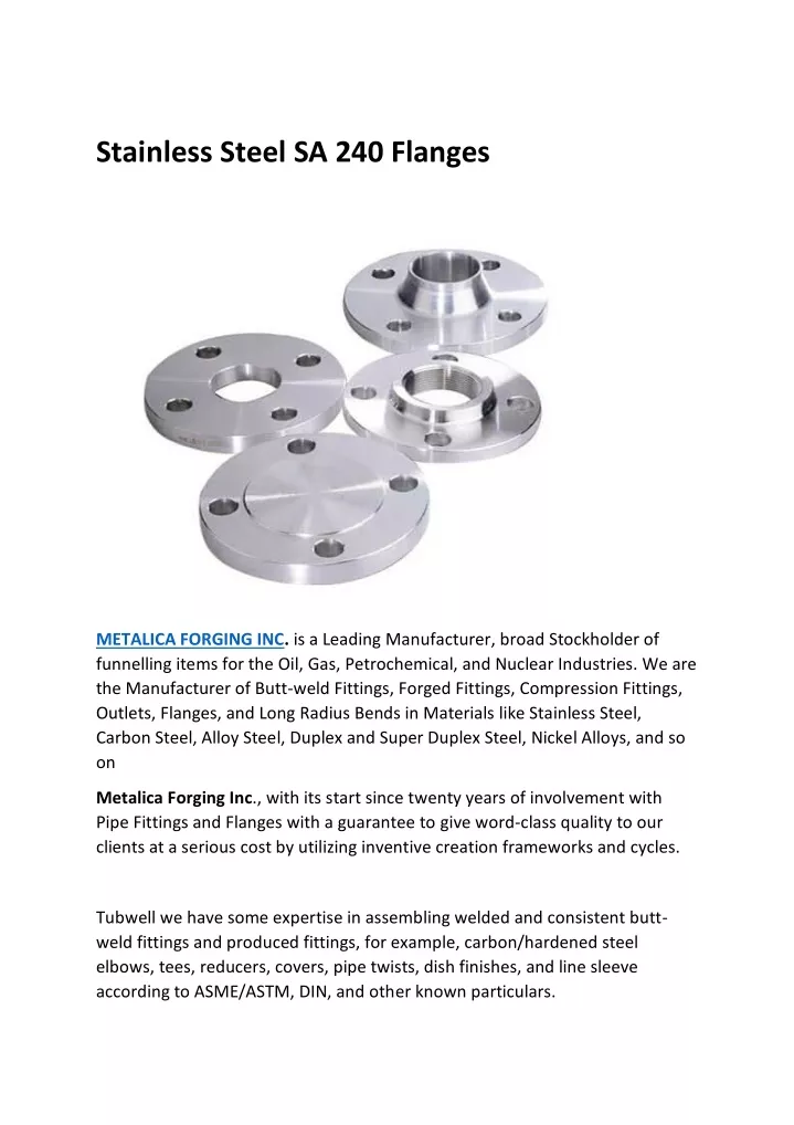 stainless steel sa 240 flanges