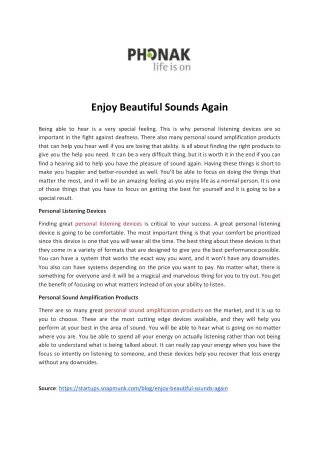 enjoy beautiful sounds again