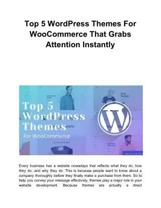 Top 5 WordPress Themes For WooCommerce That Grabs Attention Instantly