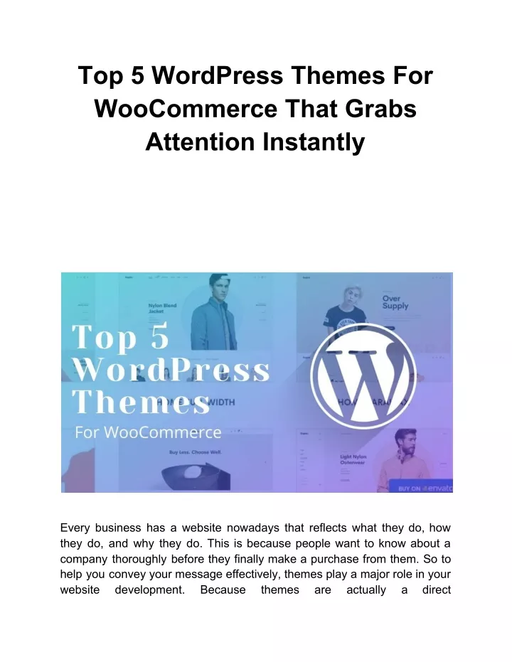 top 5 wordpress themes for woocommerce that grabs