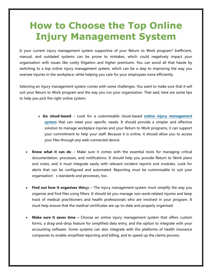 how to choose the top online injury management