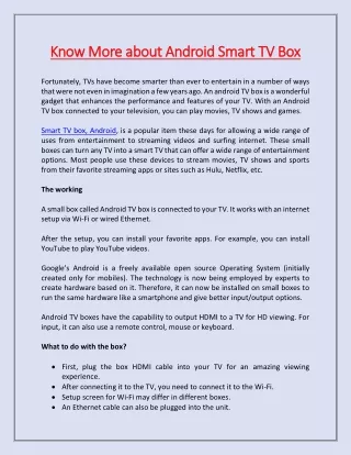 know more about android smart tv box know more