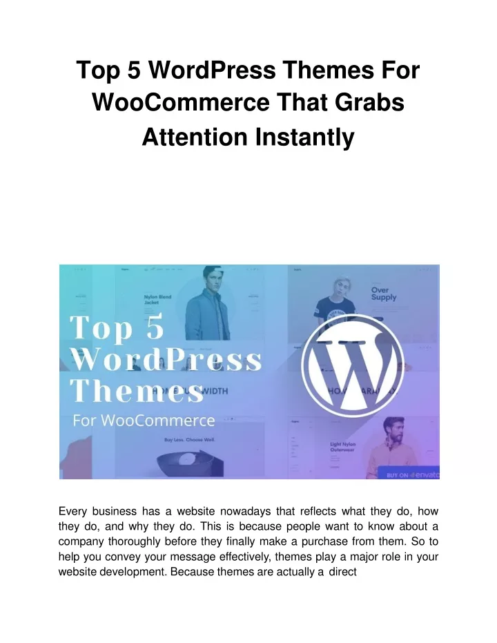 top 5 wordpress themes for woocommerce that grabs attention instantly