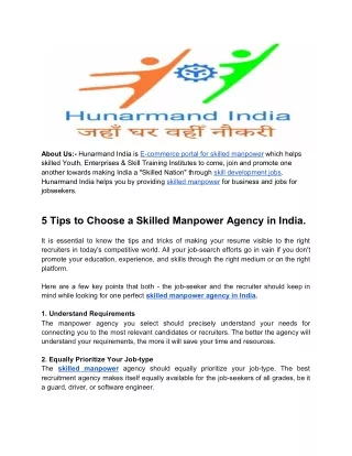 5 Tips to Choose a Skilled Manpower Agency in India.