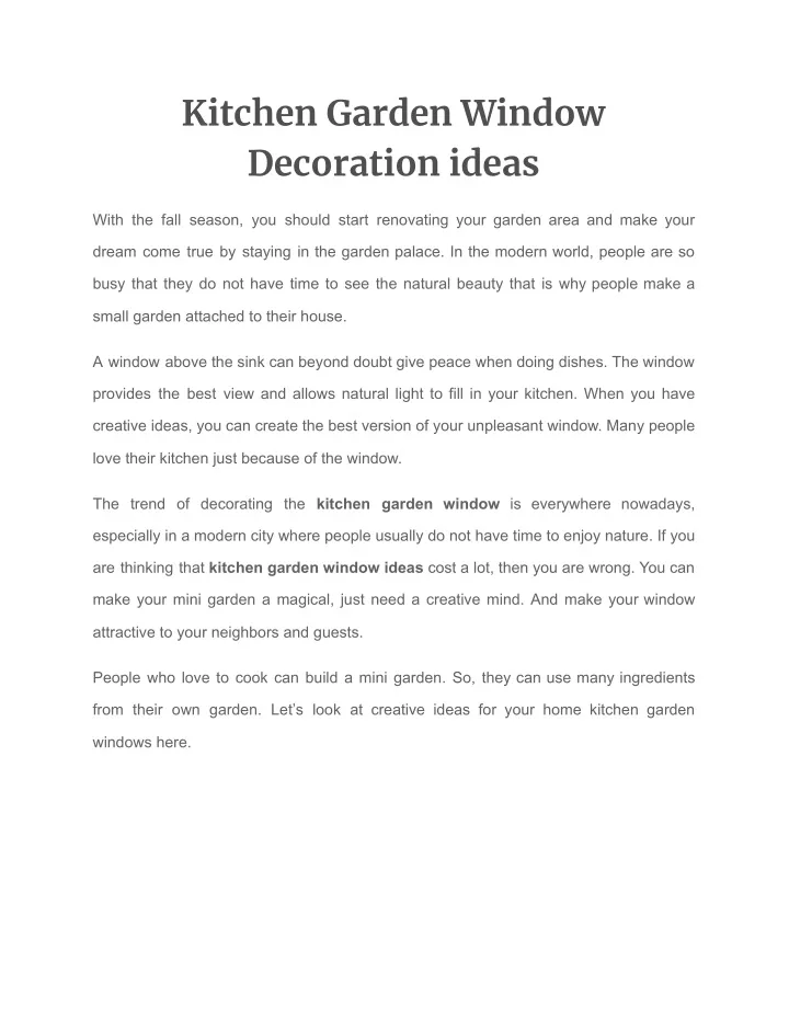 kitchen garden window decoration ideas