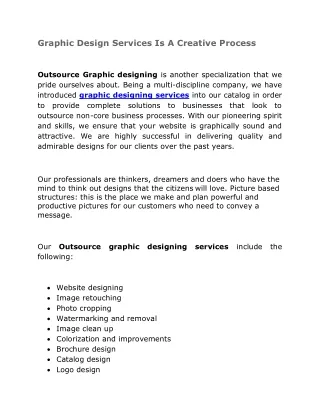 Graphic Design Services Is A Creative Process